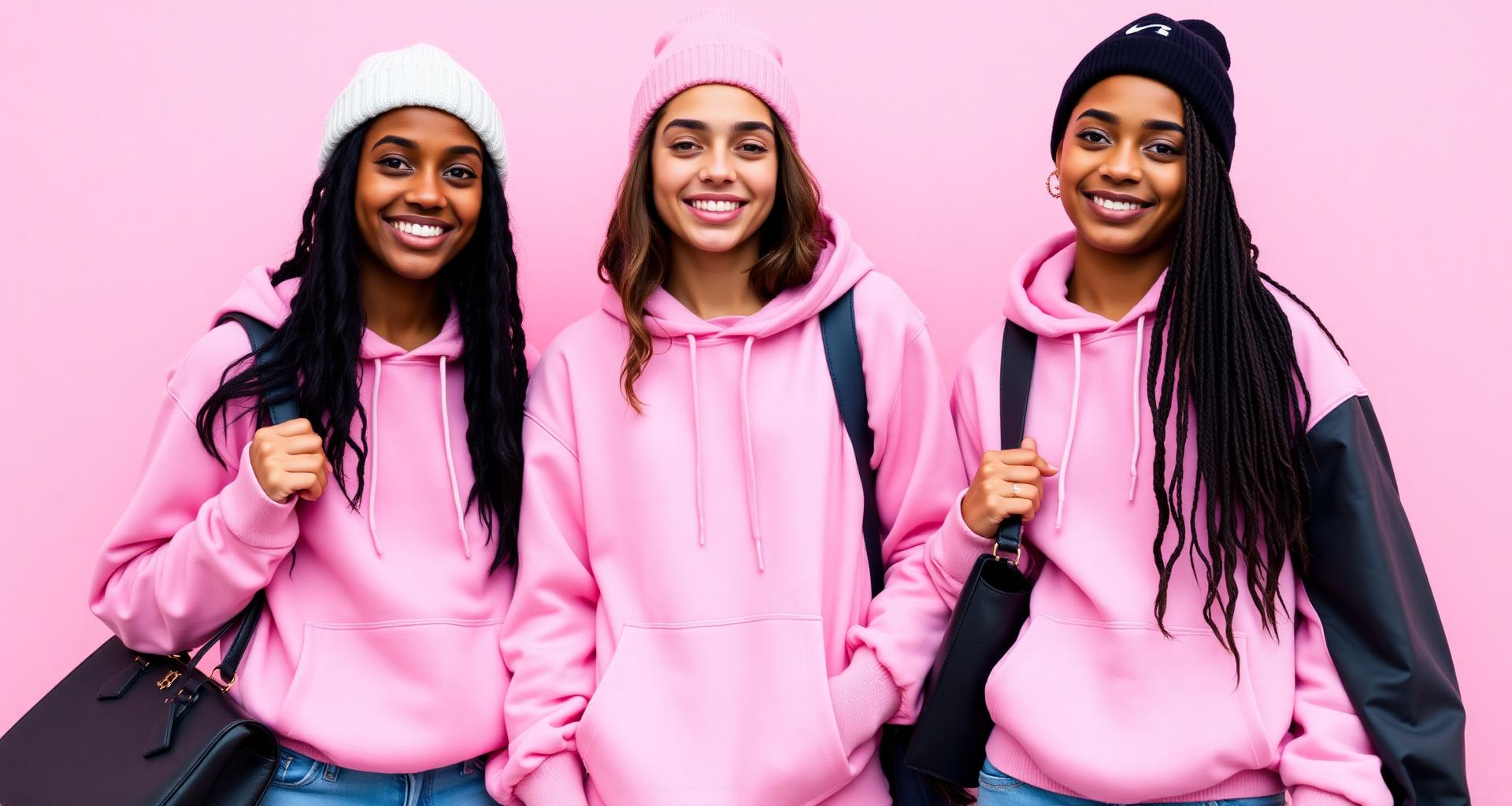 Gen Z models in Pink Matcha